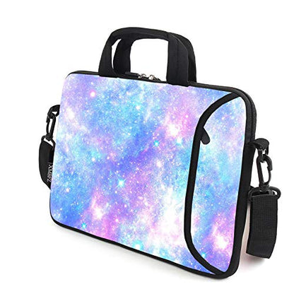 13.3" laptop bag adjustable shoulder strap with handle accessory pocket fits 11.6" 12" 12.1" 13" 13.3" Laptops (pink galaxys) - color: Pink Galaxys