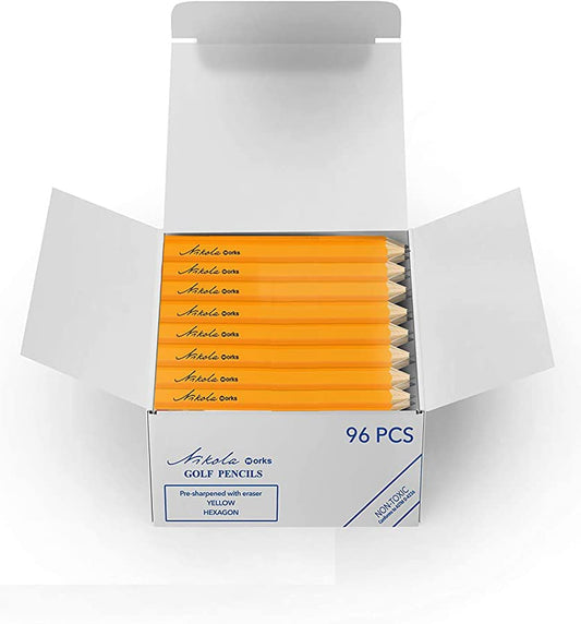 Mini Golf Pencils No Erasers, 96 Count, Pre-Sharpened #2 HB - size: 96 Count (Pack of 1), style: Golf Pencils Without Erasers