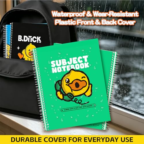 Comix Plastic Cover 5 Subject Notebook, 200 Sheets 8-1/2" x 11" College Ruled Notebook with 5 Divider for Office/School/Home, Green - color: Green