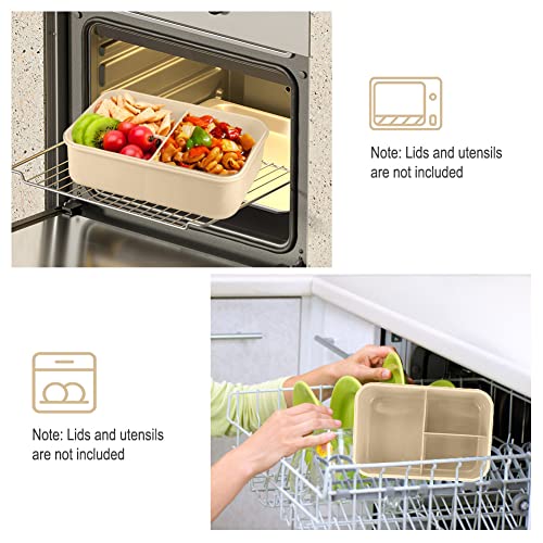 Bento Box for Adult, 1200 ML Lunch Containers, LeakProof Lunch Box with Utensils, BPA Free, 3 Compartment Bento Box Microwave Safe, Khaki - color: Khaki