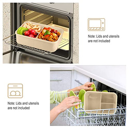 Bento Box for Adult, 1200 ML Lunch Containers, LeakProof Lunch Box with Utensils, BPA Free, 3 Compartment Bento Box Microwave Safe, Khaki - color: Khaki