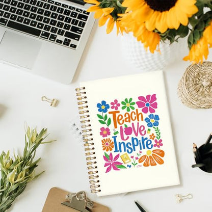 Boho Floral Teacher Notebook, Teacher Appreciation Gifts Journal For Women, Motivational Floral Teach Love Inspire Notebooks, 5.5x8.3 Inch - color: Boho