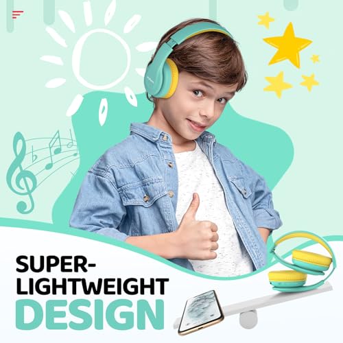 JoySpark Kids Bluetooth Headphones, Lightweight Wireless Headphones for Kids, 85/94dB Volume Limited, 60 Hours Playtime, Bluetooth 5.3, Over-Ear Toddler Headsets with Built-in Mic-Green - color: Green