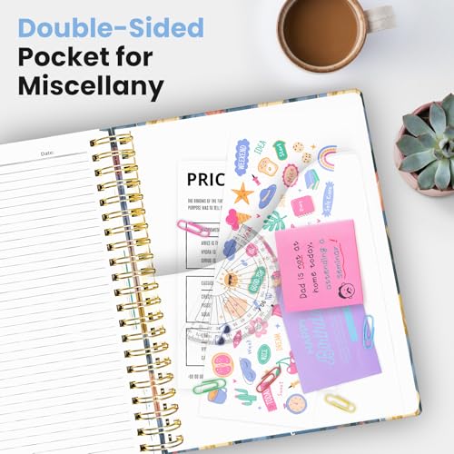Large Spiral Lined Notebook for Work with Dividers & Tabs, 8.5"x11" Hardcover 5 Subject Notebook, College Ruled, 280 Pages, Soft Tulips - color: L - Soft Tulips