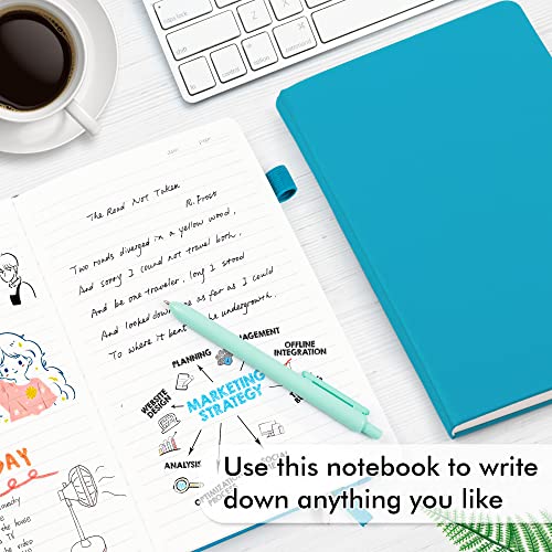 feela 24 Pack Journal Notebook Bulk for Work, Business Notebook Hardcover Lined Writing Journal with Pen Holder for Men Women Note Taking, with 24 Black Pens, 120 GSM, 5.1”x8.3”, A5, Teal - color: 24 Teal