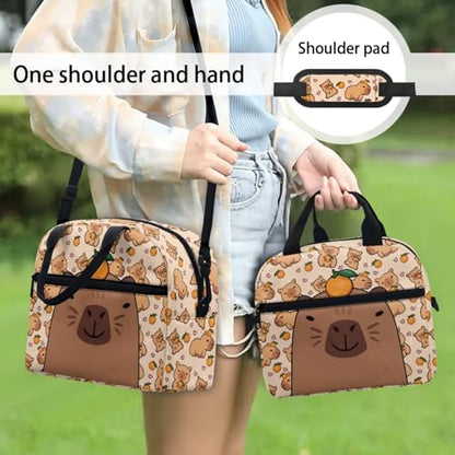 Capybara Orange 3pcs School Backpack Set With Lunch Box Pencil Case, 17 Inch Large Capacity Bookpacks 3 In 1 Set For Boys Girls - color: Capybara Orange