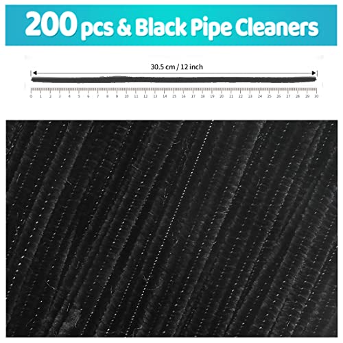 Iooleem 200pcs Black Pipe Cleaners, Chenille Stems, Pipe Cleaners for Crafts, Pipe Cleaner Crafts, Art and Craft Supplies. - color: Black, size: Small Pack