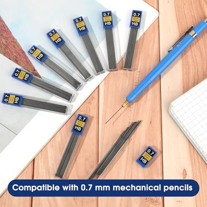720 pcs 0.7 mm Lead Refills, Mechanical Pencil Lead HB, Break Resistant Pencil Refills, Black, 24 Tubes, 30 Pieces per Tube