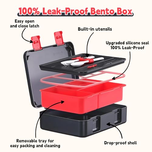 rockpapa Kids Lunch Box Set with 14oz Insulated Water Bottle & Lunch Bag, Leakproof 5.5 Cups Bento Box for School & Children, BPA-Free, Microwave Safe for Boys Girls (Black Games) - color: Black Games