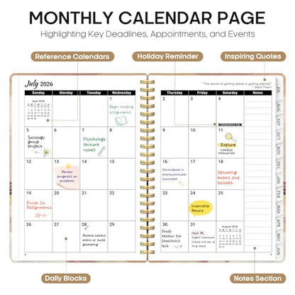 Planner 2026-2027, Academic Year Monthly and Weekly Calendar Planner, Jul 2026 - Jun 2027, Hardcover Teacher Student Planning Agenda book with Tabs, Perfect for School Office Supplies, 6.3" x 8.5" - Landscape - color: C-Landscape, size: (6.3"x8.5")a5