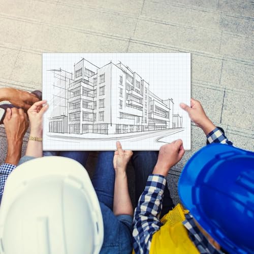 Graph Paper Pad - 30 Sheets/60 Pages, 24" x 36" Large Graph Paper 1" and 1/4" Blue Grid Paper for Engineer Architect Designer Mathematician Draftsmen Sketch House Commercial Building Plan Drafting - color: Blue