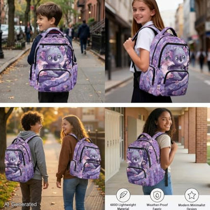 Cute Koala Backpack for Girls Boys Kids Backpack with Lunch Box Water Bottle Pouch and Zipper Pencil Case 4PCS Set Bookbag with Pockets for School 17 inch Large Capacity School Bag Gifts - color: Cute Koala