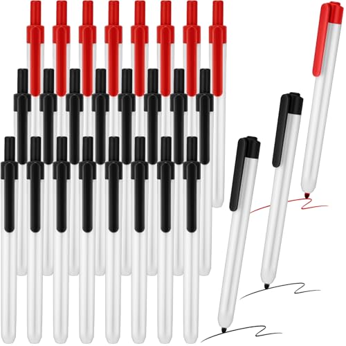 Affrolling 24 Count Retractable Dry Erase Marker, Fine Point Clickable Whiteboard Markers Bulk Low Odor No Bleed Smear, Back to School Gift for Teacher, Office Meetings, Classroom (Black,Red) - color: Black, Red