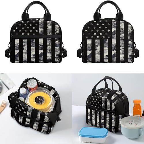 American Flag Camo Backpack and Lunch Box for Boys Backpacks with Lunchbox Water Bottle Pouch Kawaii Pencil Case Girls Bookbag Ages 8-10 for Back to School Teen Elementary Middle High School - color: American Flag Camo