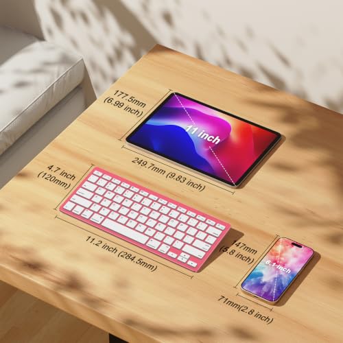 OMOTON Ultra-Slim Bluetooth Keyboard for iPad 11th/10th/9th/8th/7th, iPad Pro/Air/Mini and iPhone Series, Wireless iOS Keyboard with 12 Multimedia Keys for Office, Home, Travel, School,Red - color: Red