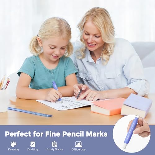 Nicpro 5+1 Pack Rotary Retractable Erasers, Soft TPE Rubber Twist Large Pencil Erasers with 5 Refills, Clean-Erasing Eraser for Kids & Students, School Office Supplies Stationary Set (Purple) - color: Purple