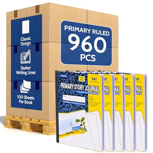960 Pack (Pallet) EPI Primary Ruled Composition Notebook Bulk, 200 pages (100 Sheets), 9-3/4 x 7-1/2, Blank Top Header For Drawing, Story Paper, Heavy Duty, School Supplies, Grades K-2, Sewn Binding - size: Pack of 960, style: Primary Ruled