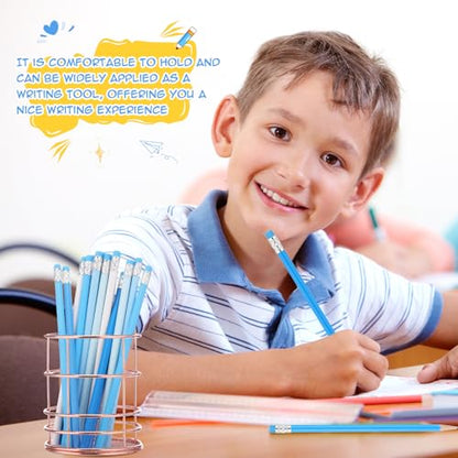 24 Pcs Round Pencils with Eraser 2 HB Cute Pencils Bulk for School Graphite Wood Color Unsharpened Pencil for Drawing Sketching Wedding School Teacher Supplies Student Reward(Blue) - color: Blue