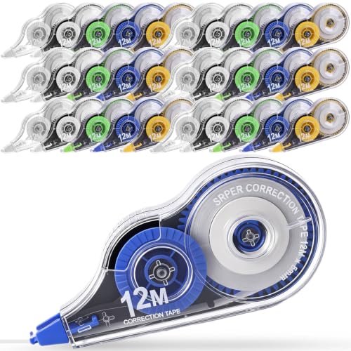 AmazingSpark 100 Pcs White Correction Tape Bulk, 39.4 Ft, Tear-resistant Easy to Use Applicator for Instant Corrections for School Office Note,Tape Width 0.2 in (5 Classic Colors) - color: 5 Classic Colors