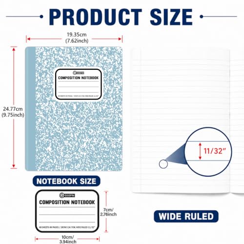 gisgfim 12 Pack Bulk Composition Notebook Wide Ruled, 12 Different Vibrant Colors, 96 Pages (48 Sheets), 9-3/4 x 7-1/2" Hard Cover Journal Notebooks for Studentsd,Classroom and Office(Groovy) - color: Groovy
