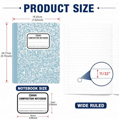 gisgfim 12 Pack Bulk Composition Notebook Wide Ruled, 12 Different Vibrant Colors, 96 Pages (48 Sheets), 9-3/4 x 7-1/2" Hard Cover Journal Notebooks for Studentsd,Classroom and Office(Groovy) - color: Groovy