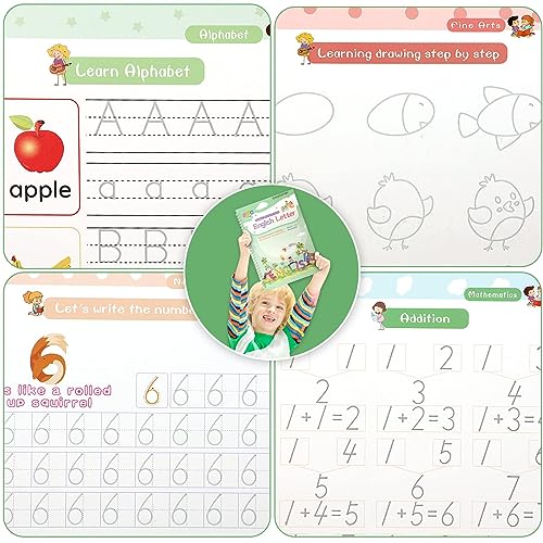 Magical Handwriting Workbooks Handwriting Practice Copybook, Handwriting Aid Magic Pen Reusable Copybook Grooves Template Design for Children Books Suitable for Children's Learning (6)