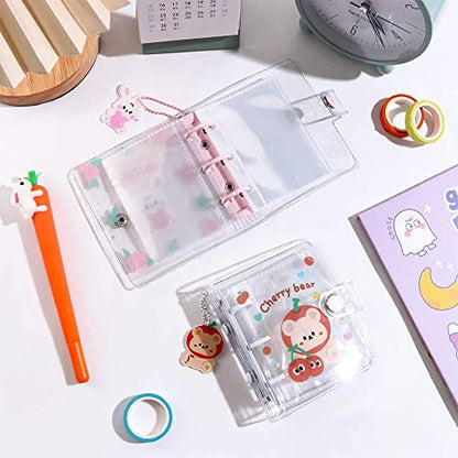 Leadigol Mini Photo Album Cover, 3 Ring Photocard Holder Book 1 Pc Binder Notebook Cover with 2 Pcs Loose Leaf Binder Ring Notebook Cove for Women Girl(White) - color: White