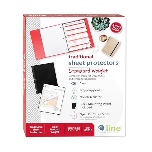 C-Line Traditional Standard Weight Poly Sheet Protectors, Clear, 8.5 x 11 Inches, 100 per Box (03213) - size: Box of 100