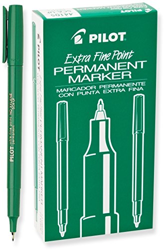 Pilot Extra Fine Point Permanent Markers, Marker Pens, Green Ink, 12-Pack - color: Green