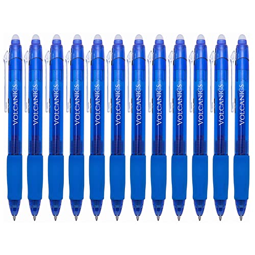 Volcanics Christmas Clicker Erasable Gel Pens Blue Ink – 12 Pack, Retractable Erasable Gel Ink Pen Set, Smooth Writing Heat Erase Gel Pens, Holiday Gift for Kids & Adults, Perfect Stocking Stuffers - color: Christmas-Blue