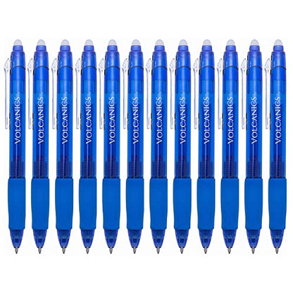 Volcanics Christmas Clicker Erasable Gel Pens Blue Ink – 12 Pack, Retractable Erasable Gel Ink Pen Set, Smooth Writing Heat Erase Gel Pens, Holiday Gift for Kids & Adults, Perfect Stocking Stuffers - color: Christmas-Blue