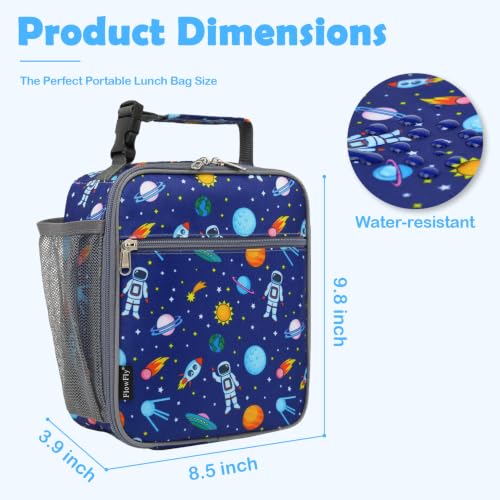 FlowFly Kids Lunch box Insulated Soft Bag Mini Cooler Back to School Thermal Meal Tote Kit for Girls, Boys, Astronaut - color: Astronaut
