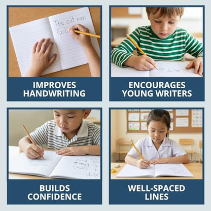 ROARING SPRING Primary Composition Book, Handwriting Notebook for Kids (4K - 1st Grade), Grade 1 Ruled, 1" Skip-Line Manuscript Paper, Flexible Cover, 9.75" x 7.5", 50 Sheets/100 Pages, 72 Pack - color: Green Marble
