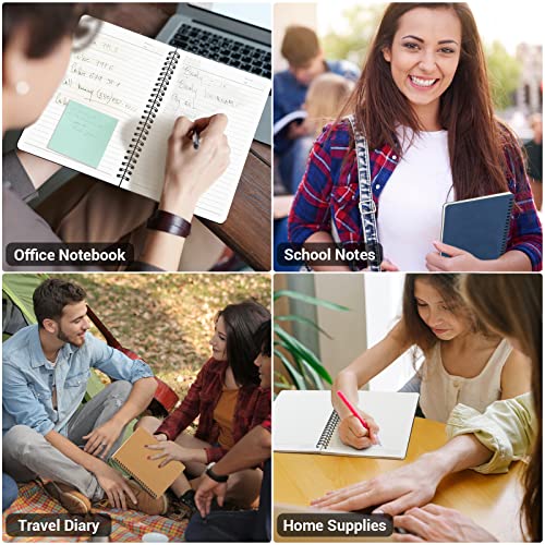 EUSOAR Students Ruled Spiral Notebook, A5 3 packs 5.5"X8.3" 120 Pages Lined Travel Writing Notebooks Journal, Memo Notepad Sketchbook, Students Office Business Diary Ruled Book Journal-3Colors - color: Black, Royal Blue, Kraft, size: 3 Packs