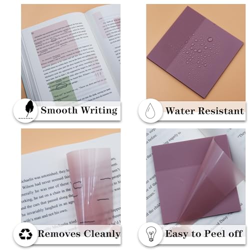 YOUDEFUL Transparent Sticky Notes, 3"x3" Clear Sticky Notes, Waterproof Translucent Sticky Note Pads for Books Annotation, Clear Post it Notes for Bible Study, School, Office - size: Square Brown