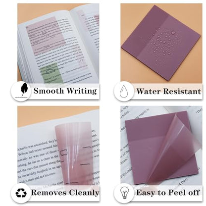 YOUDEFUL Transparent Sticky Notes, 3"x3" Clear Sticky Notes, Waterproof Translucent Sticky Note Pads for Books Annotation, Clear Post it Notes for Bible Study, School, Office - size: Square Brown
