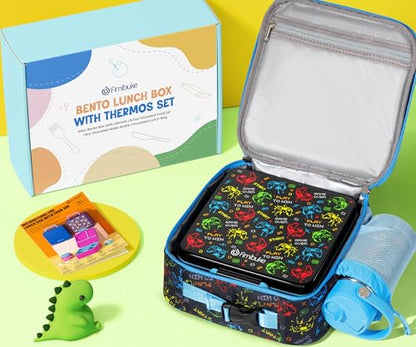 Fimibuke Bento Box for Kids Adult - Leakproof 3-4 Compartments Lunch Bento Box Set with Insulated Food Jar, Water Bottle, Lunch Bag, Sauce Cup & Cutlery for Toddler Teen Shcool Girl Boy Age 3+ - color: A3.Gamepad