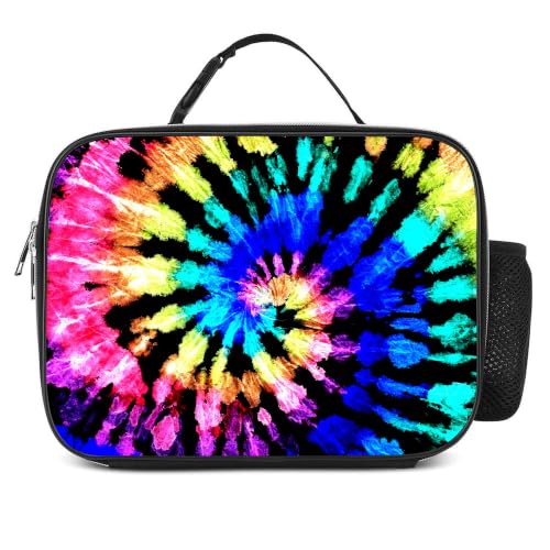 Tie Dye Lunch Box Insulated Reusable Lunch Bag Tote Cooler for Women Men Boy Girl School Work Office Picnic - color: Tie Dye