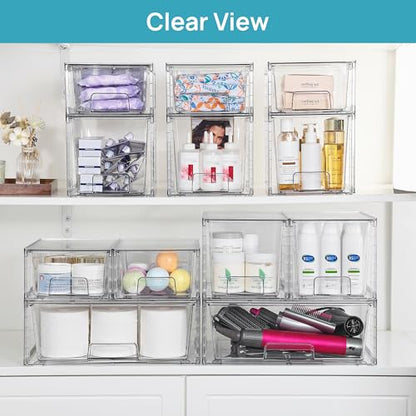Vtopmart 7pack Easily Clear Storage Dawers - style: 1 Wide+2 Medium+4 Small