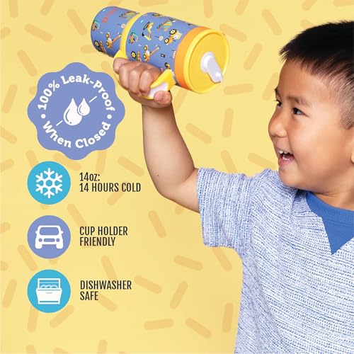 Ello Oasis 14oz Stainless Steel Toddler Tumbler with Handle & Retracting Straw, 100% Leakproof, Double-Wall Vacuum Insulated, Kids Water Bottle for School, BPA Free, Dishwasher Safe, Construction - color: Construction, size: 14 Ounces
