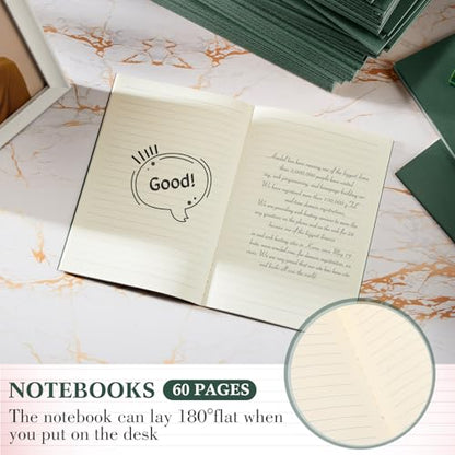 Mimorou 100 Pcs Journals Notebooks Bulk - Kraft Softcover A5 Small Notebooks 5.5 Inch x 8.3 Inch Notepads with 60 Page 30 Sheet for Writing Sketch Travel Office Supplies(Green,Lined) - color: Green, style: Lined