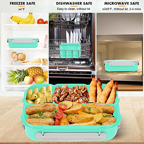 Bento Box for Kids 1300ML with 4 Compartment & Food Picks Cake Cups, Green | Lunch Box Containers for Adults/Kids/Toddler, Leak-Proof, Microwave/Dishwasher/Refrigerator Safe, BPA Free - color: Green