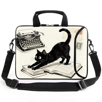 AMARY 13" 13.3" laptop sleeve chromebook case adjustable shoulder strap with handle accessory pocket (Cat-3) - color: Cat-3