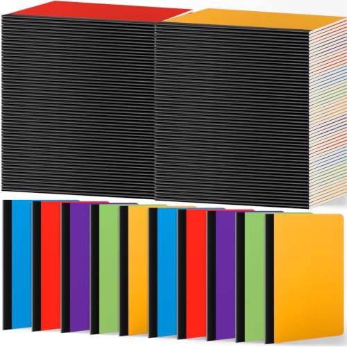 Handepo 100 Pack A5 Composition Notebooks Bulk 5"x8" Wide Ruled Soft Cover Journals, 60 Pages Composition Notebooks Bulk School Supplies for Students Classroom Office - color: Delicate Color, size: A5