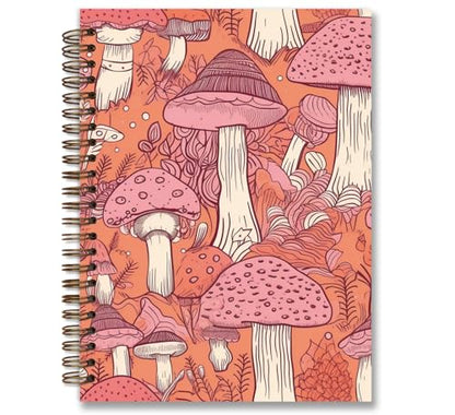 Trendy Preppy Pink Mushroom Spiral Notebook Journal,Mushroom Notebook Journal for Teen Girls Student Teacher,College Ruled Hardcover Notebook Journals for Office Desk Accessories - color: Pink