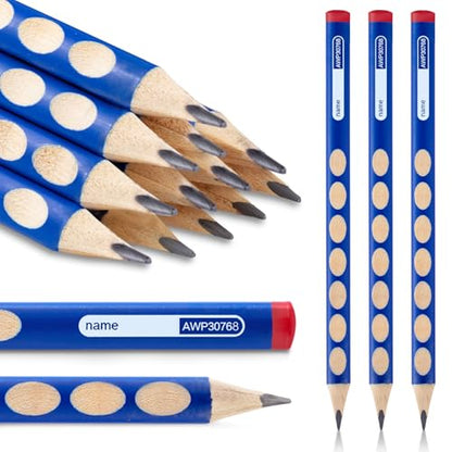 M&G 12 Pcs Triangular Pencils for Kids, Triangular Pole with Grip Correction HB Pencils, Pre-sharpened, Graphite Wood Pencils with Smooth Writing for School, Office, Painting, Sketching, Weddings - style: 12pcs Blue HB