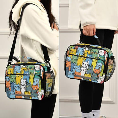 MNSRUU Student Lunch Bag Cute Cat Insulated DinnerTotes Picnic Bag Lunch Box with Adjustable Shoulder Strap for Teen Kids Adults - color: Cat I7925