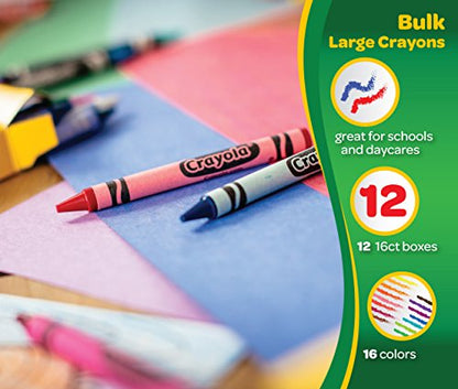 Crayola Ultra Clean Washable Large Crayons, Bulk School Supplies, 12 Packs of 16 Count