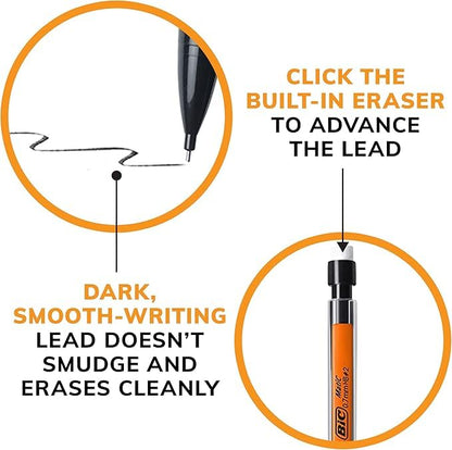 BIC Xtra Smooth Mechanical Pencil with 0.7 mm Medium Point, Refillable and Retractable, 40-Count (Pack of 8) - color: Black, size: 40 Count (Pack of 8)