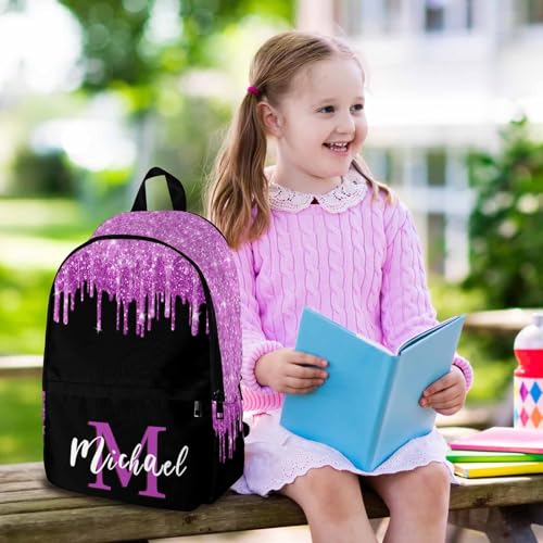 Personalized Girl Backpacks Shiny Pattern Glitter Book Bags for Girls with Name Tie Dye Custom Bookbag Lunch Bags For Girls Boys Customize Book Bag Students Back to School in School Season - color: Color 08